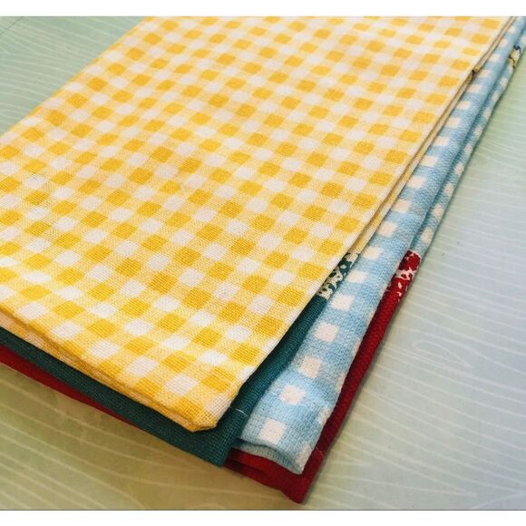 Pioneer Woman Cow Bird Kitchen Towel Set Vintage Farm Country Gingham 2pc - Picture 7 of 7